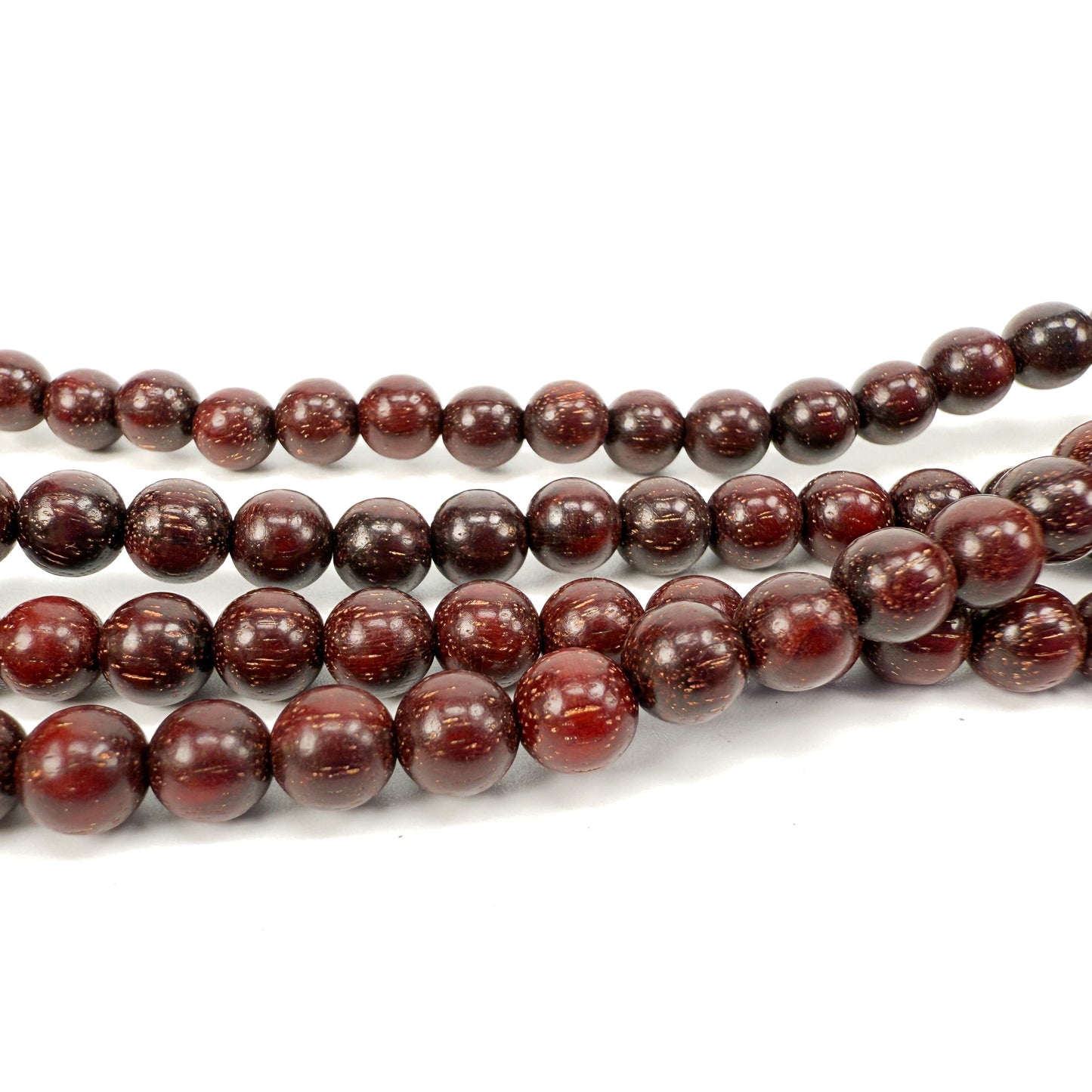 Zambia Blood Sandalwood 6.5mm Smooth Round Bead - 26" Strand (GEM2309)-The Bead Gallery Honolulu