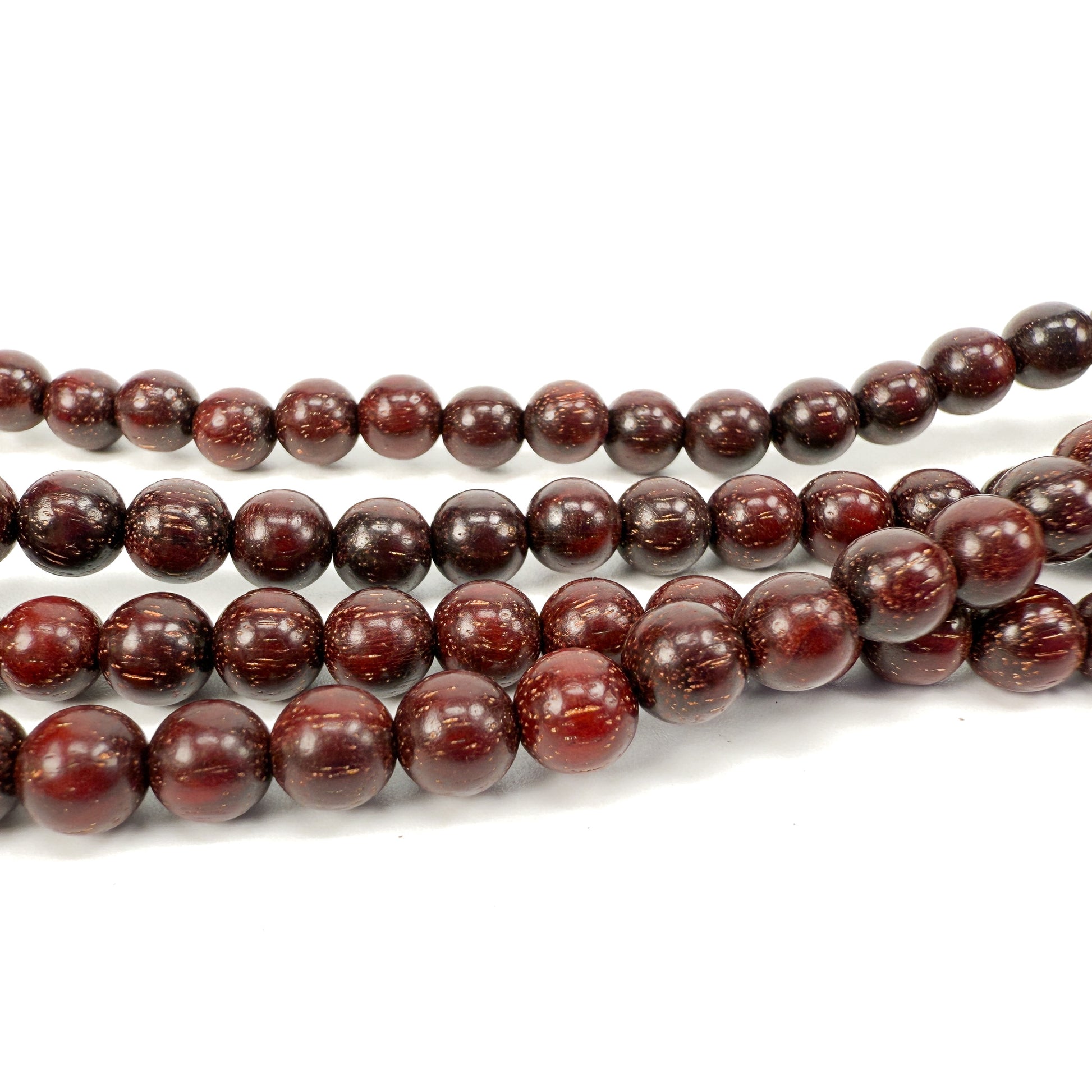 Zambia Blood Sandalwood 6.5mm Smooth Round Bead - 26" Strand (GEM2309)-The Bead Gallery Honolulu
