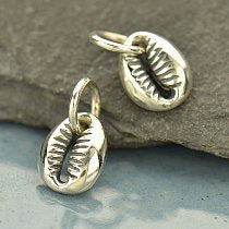 Tiny Cowrie Shell Charm (Sterling Silver) - 1 pc.