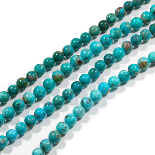 Chinese Turquoise 5.5mm Smooth Round Bead - 8" Strand