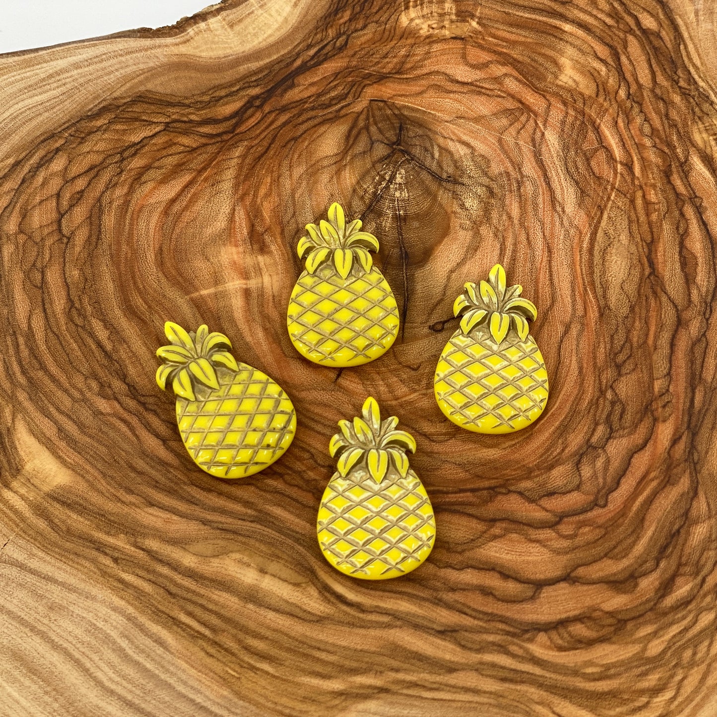 Resin Pineapple Beads With Gold Detail - 2 pc.