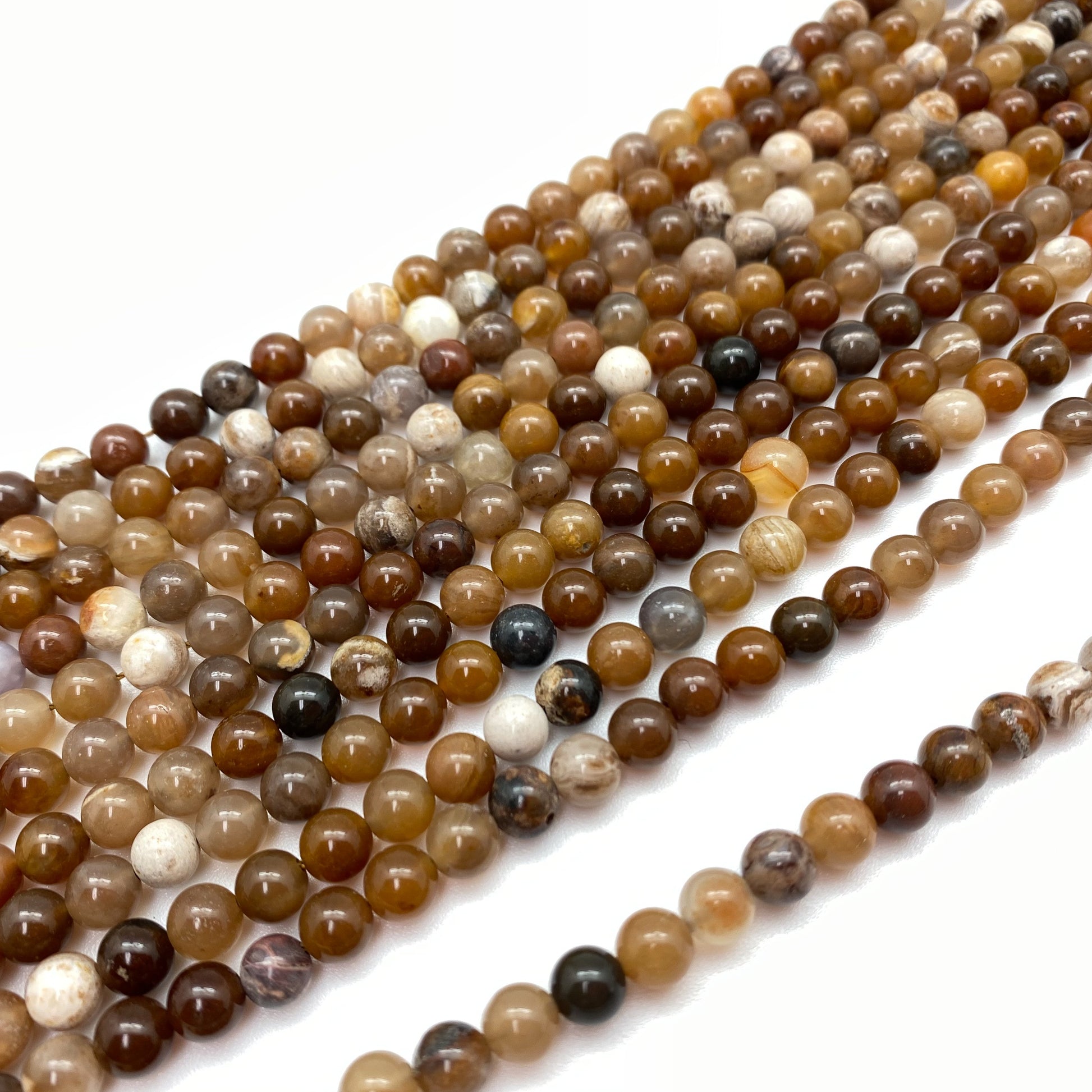 Brown Agate 6mm Round Bead - 16" Strand