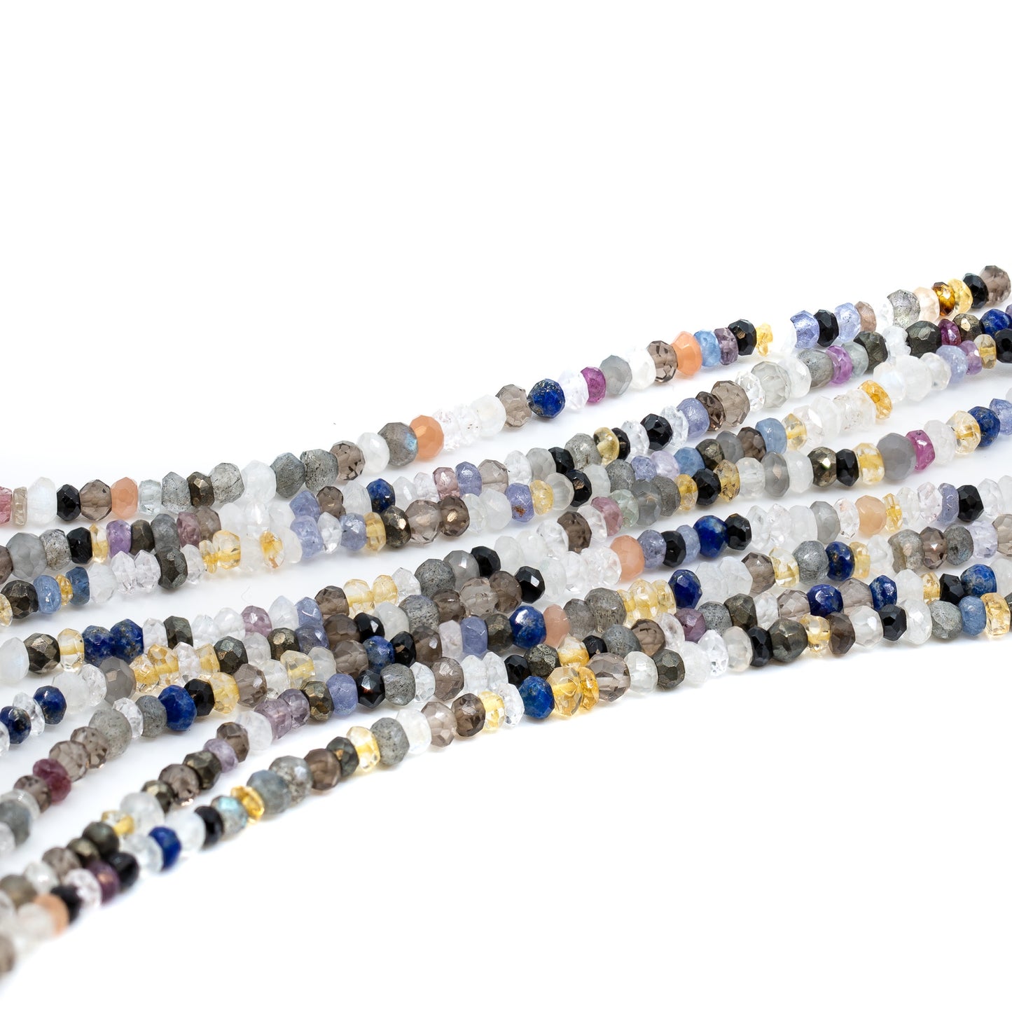 Mixed Gemstone Strand w/Sapphires - 3mm Faceted Rondelles