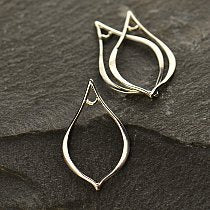 Tiny Pointed Teardrop Link With Fixed Loop (Sterling Silver) - 1 pc.