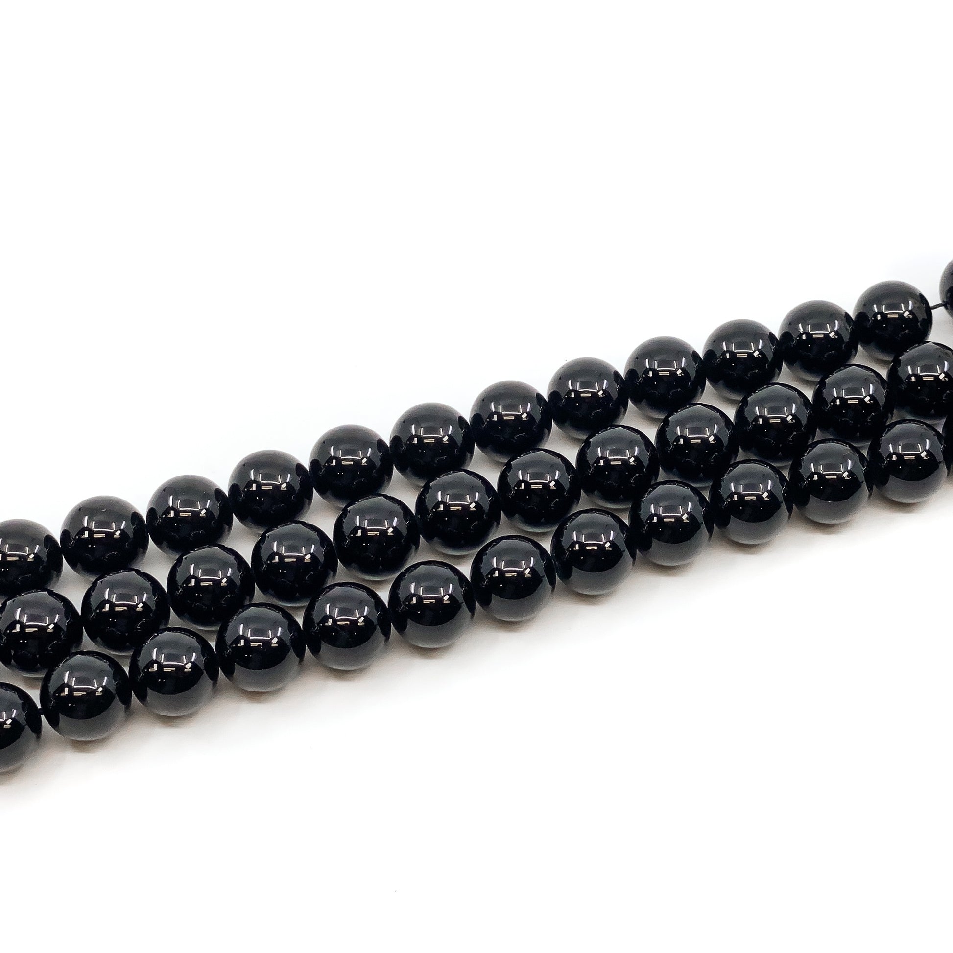 Black Tourmaline 12mm Round Bead - 7.75" Strand