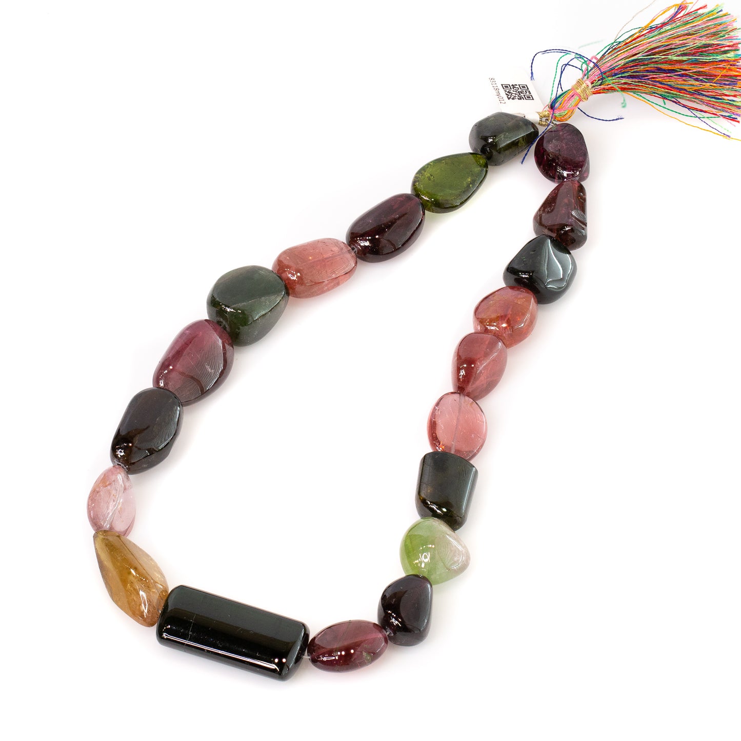 Multicolor Tourmaline 14x14-34mm Assorted Shape Long-Drill Smooth Tumbled Nugget Bead - 16.5" Strand