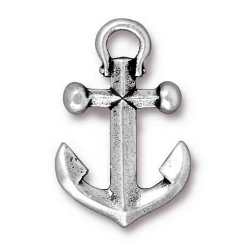 Large Ahoy Anchor Pendant - Plated Pewter (2 Colors Available)