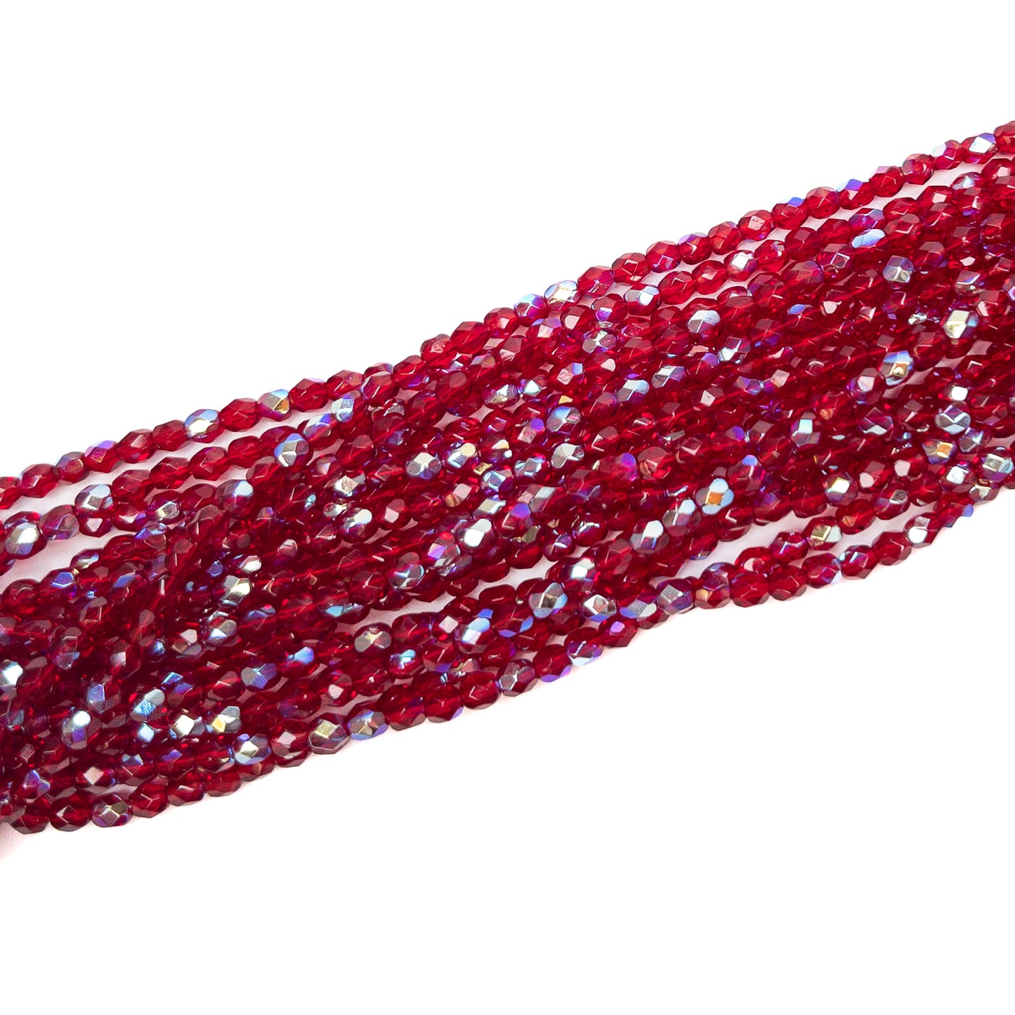 Medium Ruby AB 4mm Fire Polish Glass Bead - 50 pcs.