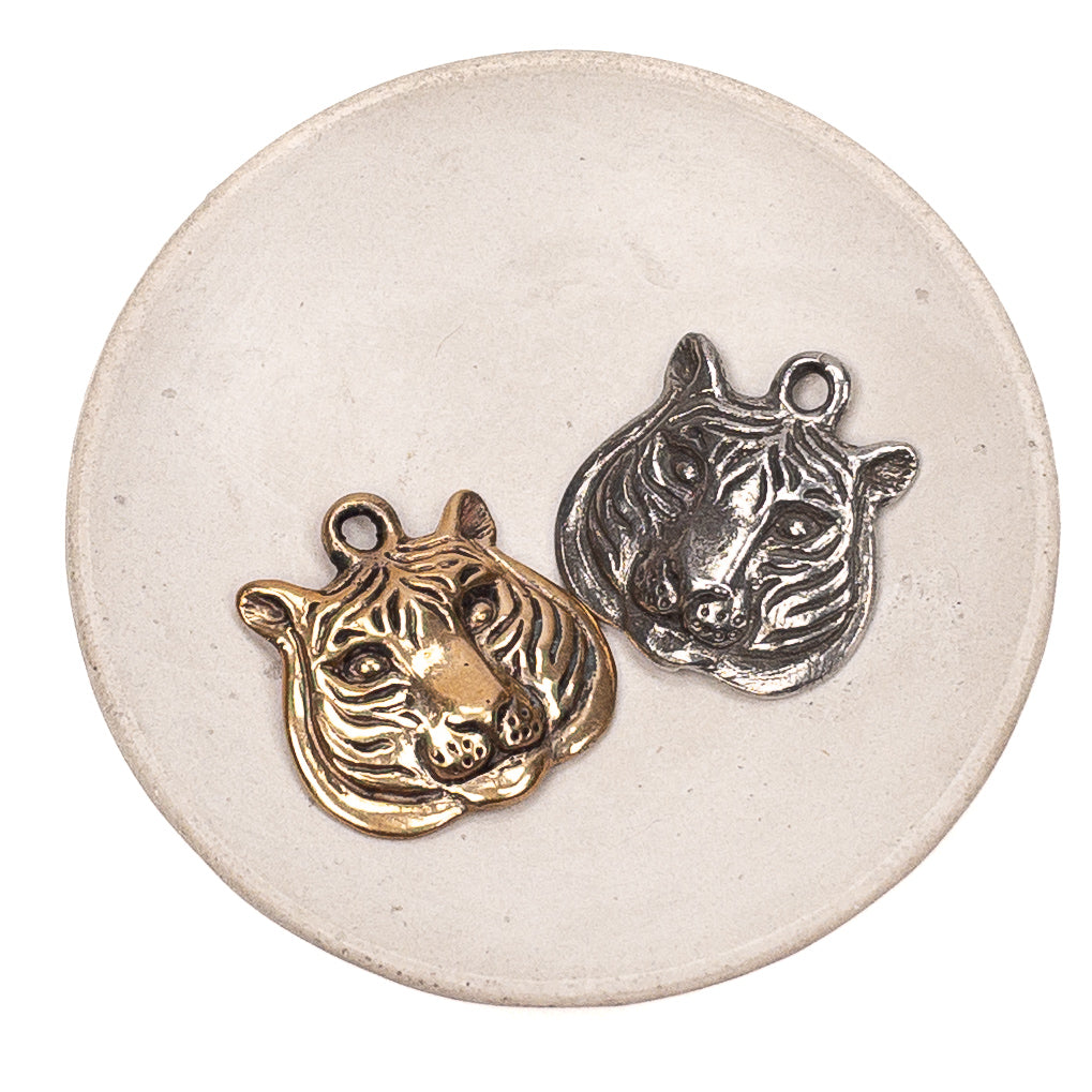Feral Tiger Pendant (2 Metal Options Available) - 1 pc.