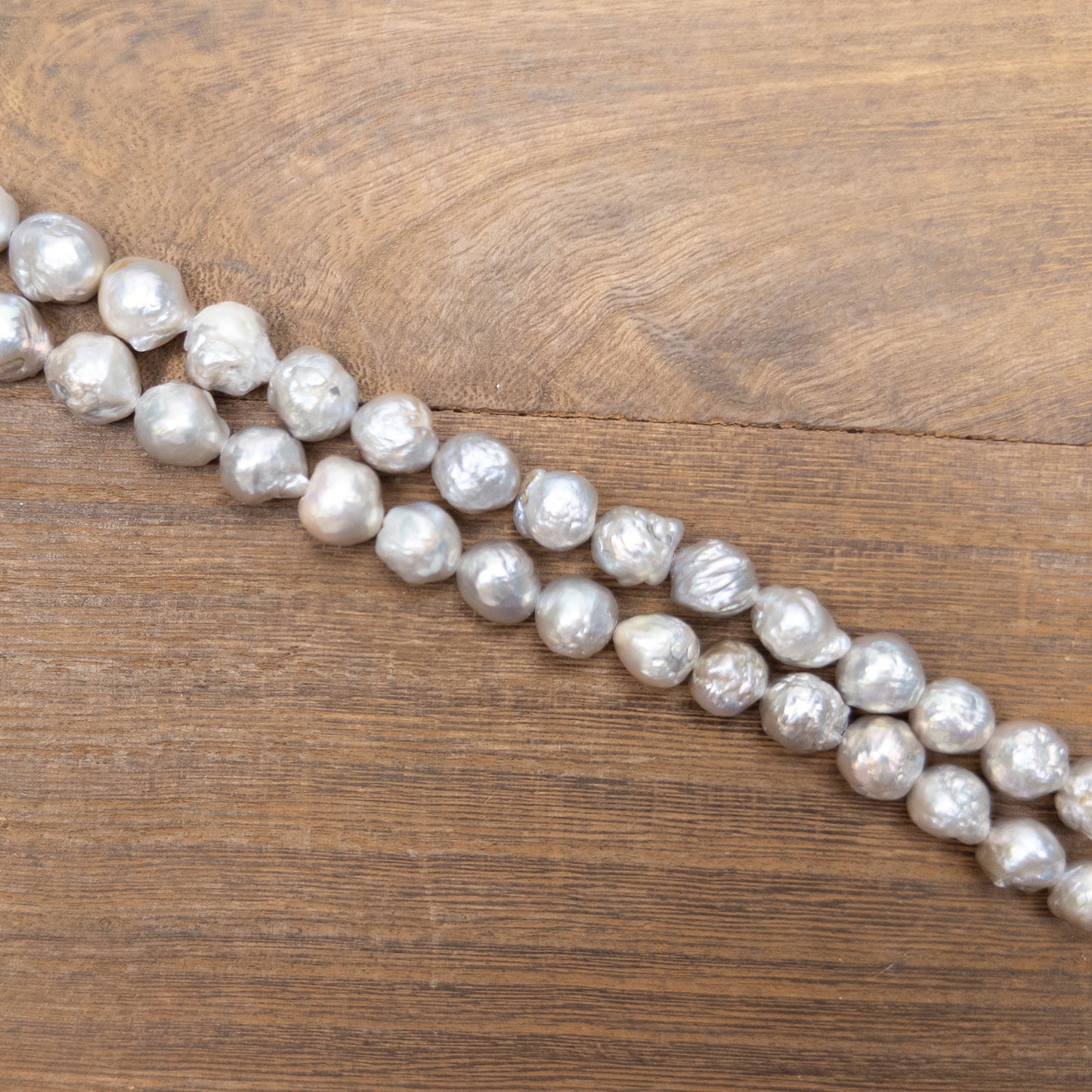 Sage Rose Frost 8-11mm Baroque Freshwater Pearl Bead - 8" Strand