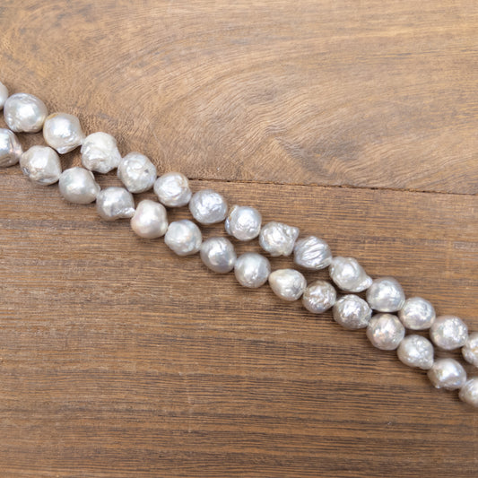 Sage Rose Frost 8-11mm Baroque Freshwater Pearl Bead - 8" Strand