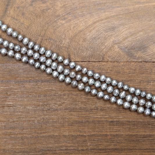 Freshwater Pearl Small Silver Gray-Green Bead - 8" Strand