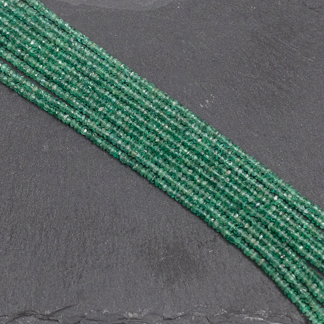 Emerald 2mm Faceted Rondelle Bead - 8" Strand