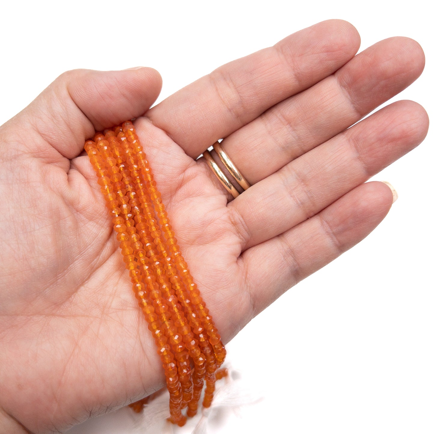 Carnelian 3.5mm Faceted Rondelle Bead - 7" Strand