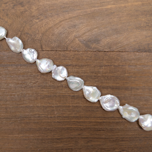 White Extra Large Long-Drill Keshi Cornflake Freshwater Pearl Bead (2 Quantities Available)