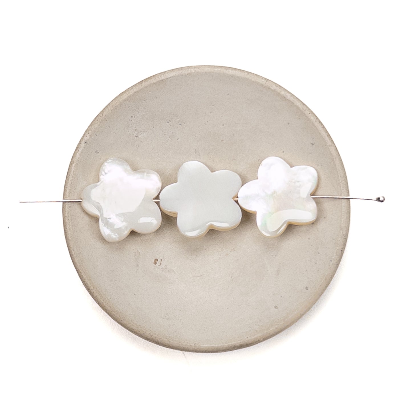 White Mother of Pearl 18mm Flat 5-Petal Flower Bead - 1 pc.-The Bead Gallery Honolulu