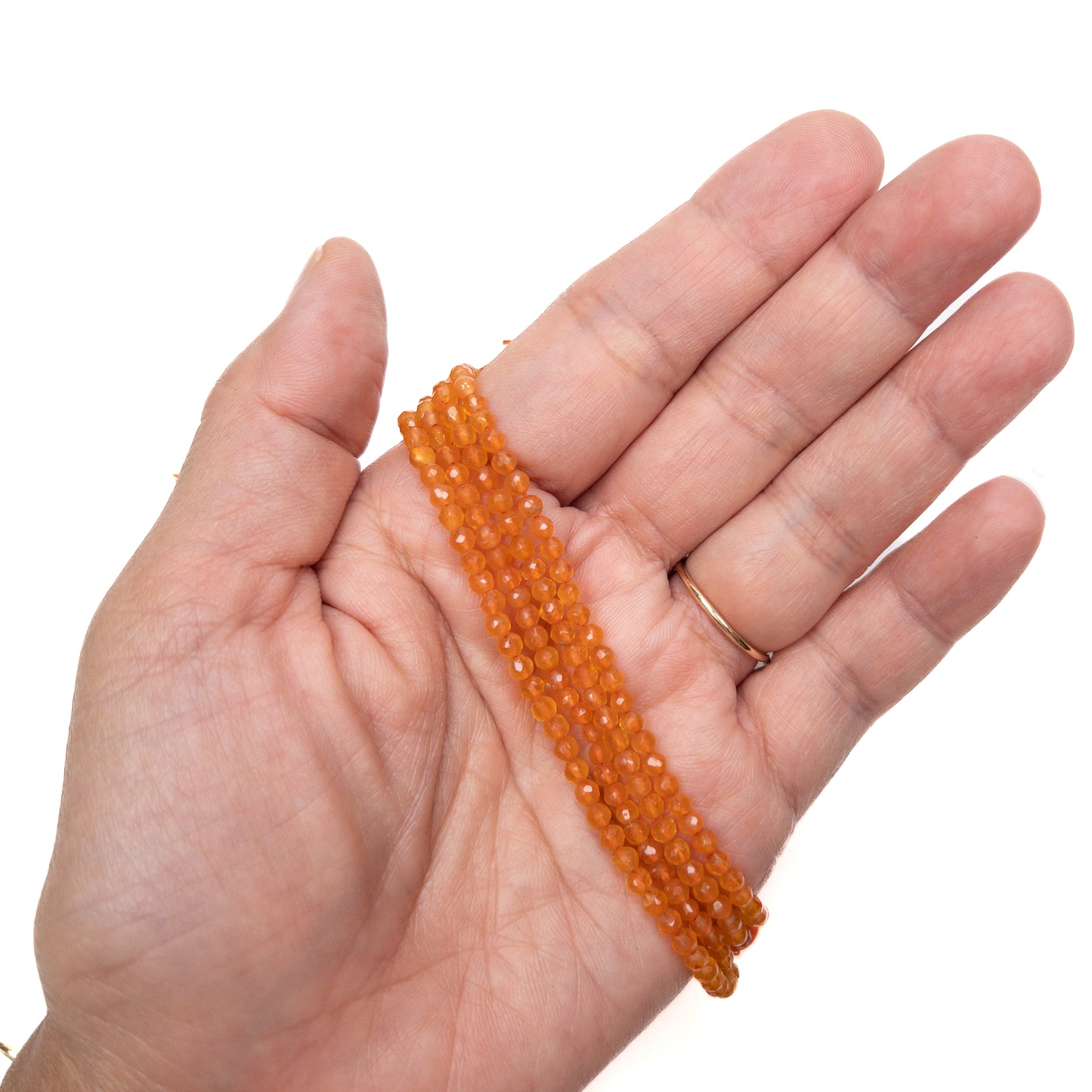 Carnelian 3mm Faceted Round Bead - 6.75" Strand