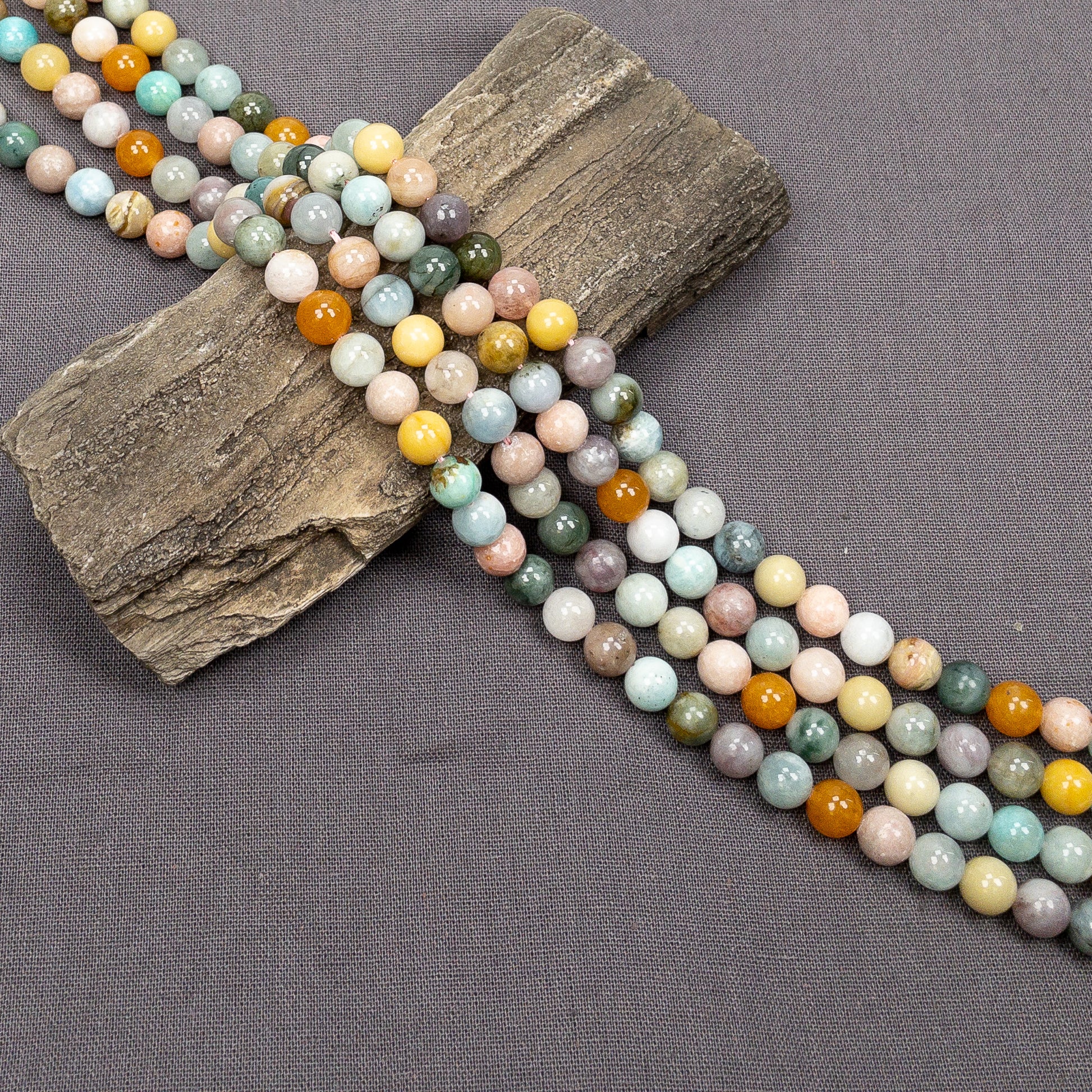 Mixed Gemstone (Easter) 10mm Round Bead - 7.5" Strand