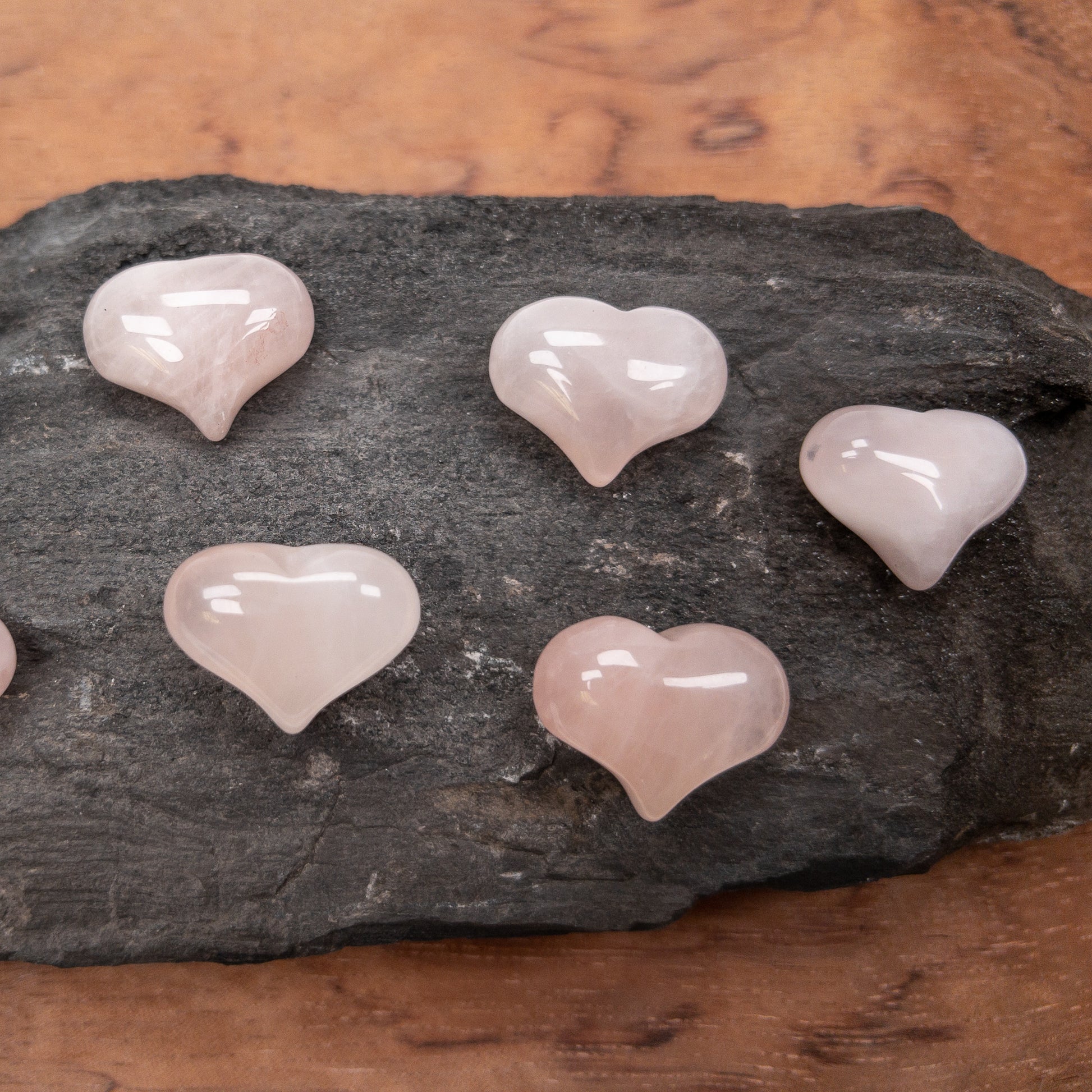 Rose Quartz Cute Mini Heart Palm Stone Specimen - 1 pc.