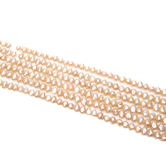 Champagne 7mm Side-Drilled Nugget Freshwater Pearl Bead - 8" Strand