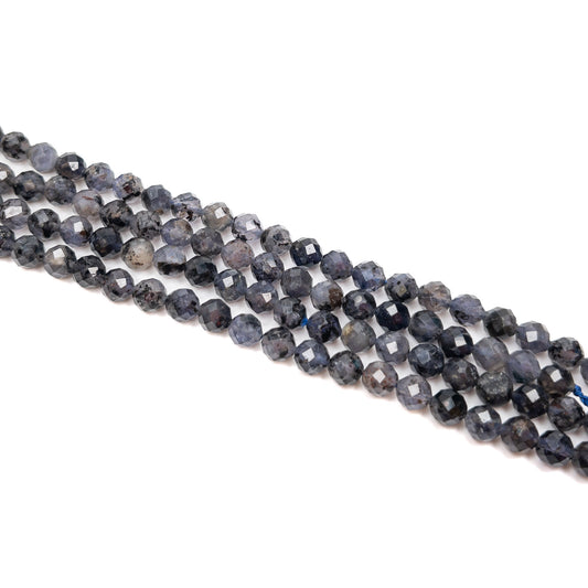 Iolite 6.5mm Faceted Round Bead - 8" Strand