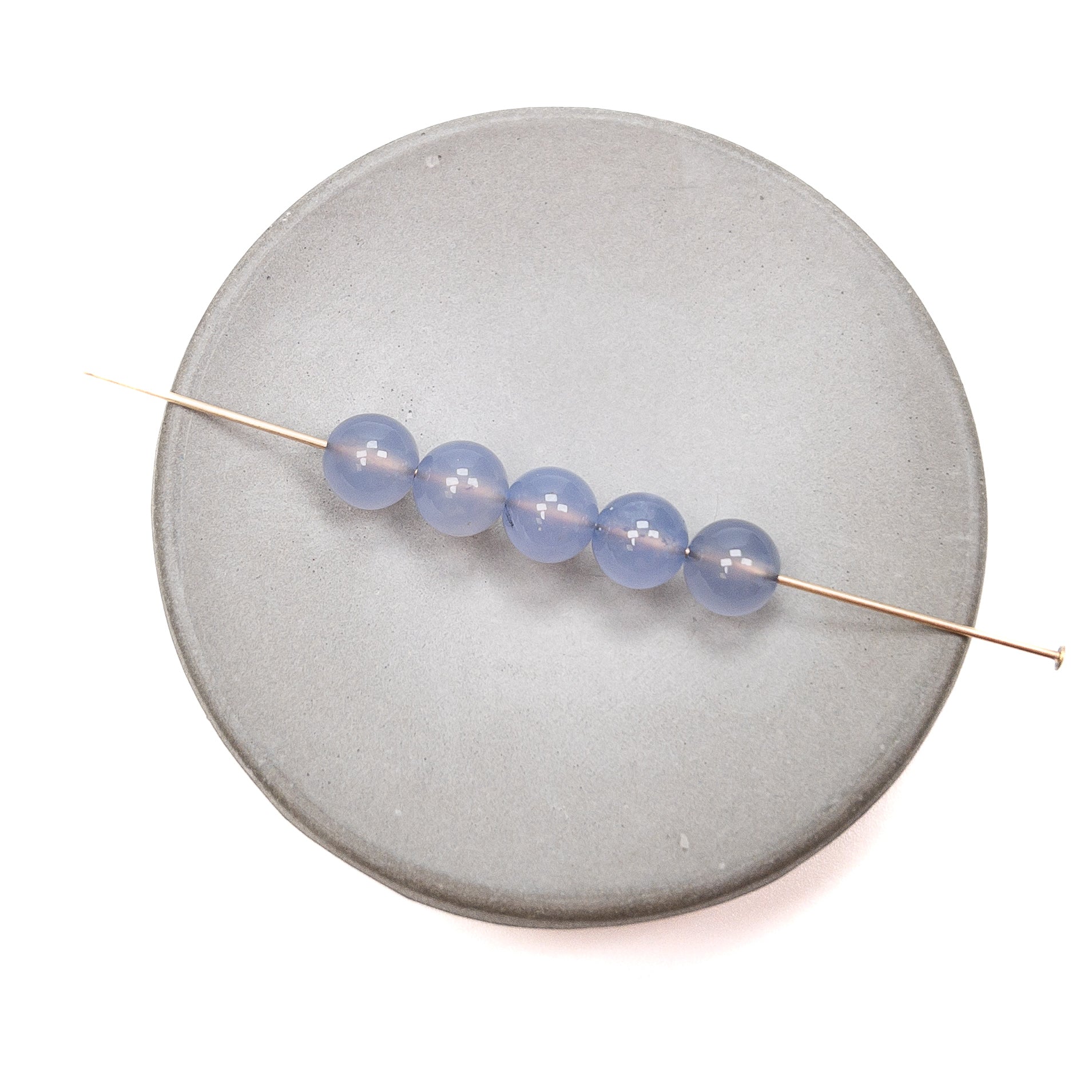 Blue Chalcedony 7mm Smooth Round Bead - 1 pc.