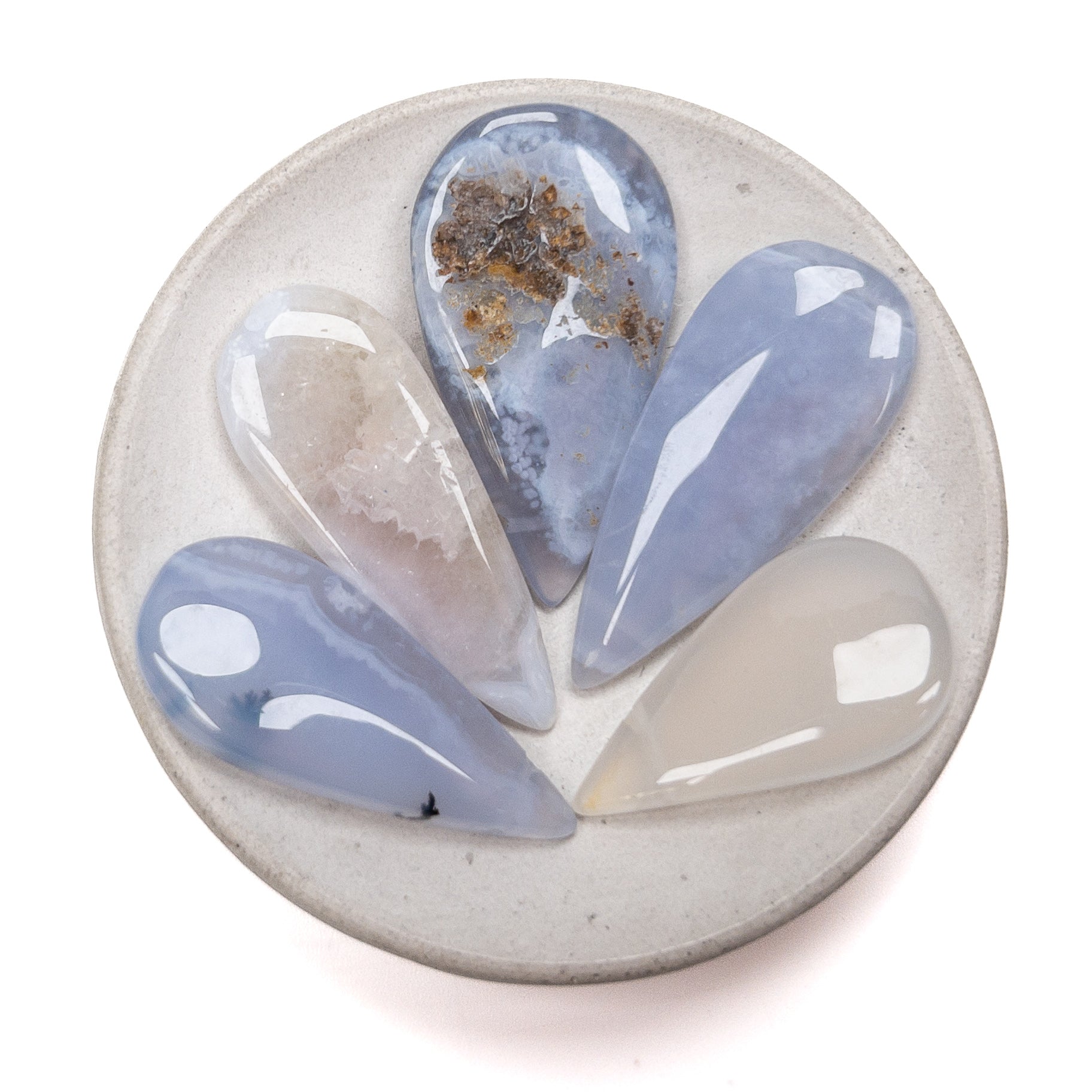 Blue Lace Agate Smooth Flat Tip-Drilled Drop Bead (Available in 2 Sizes) - 1 pc.