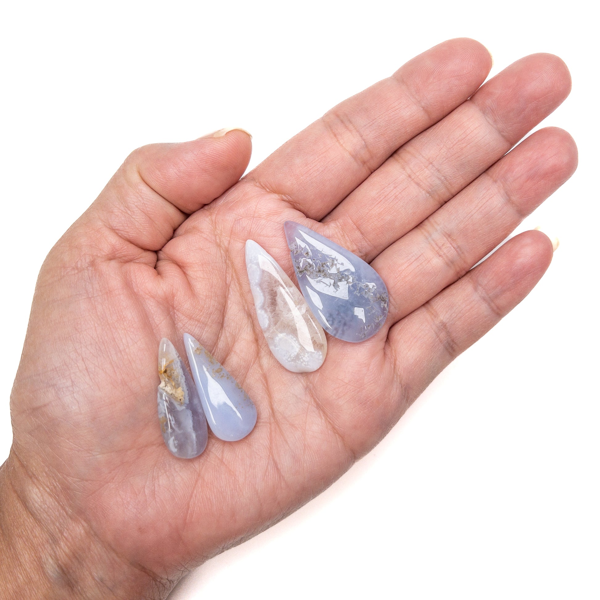 Blue Lace Agate Smooth Flat Tip-Drilled Drop Bead (Available in 2 Sizes) - 1 pc.