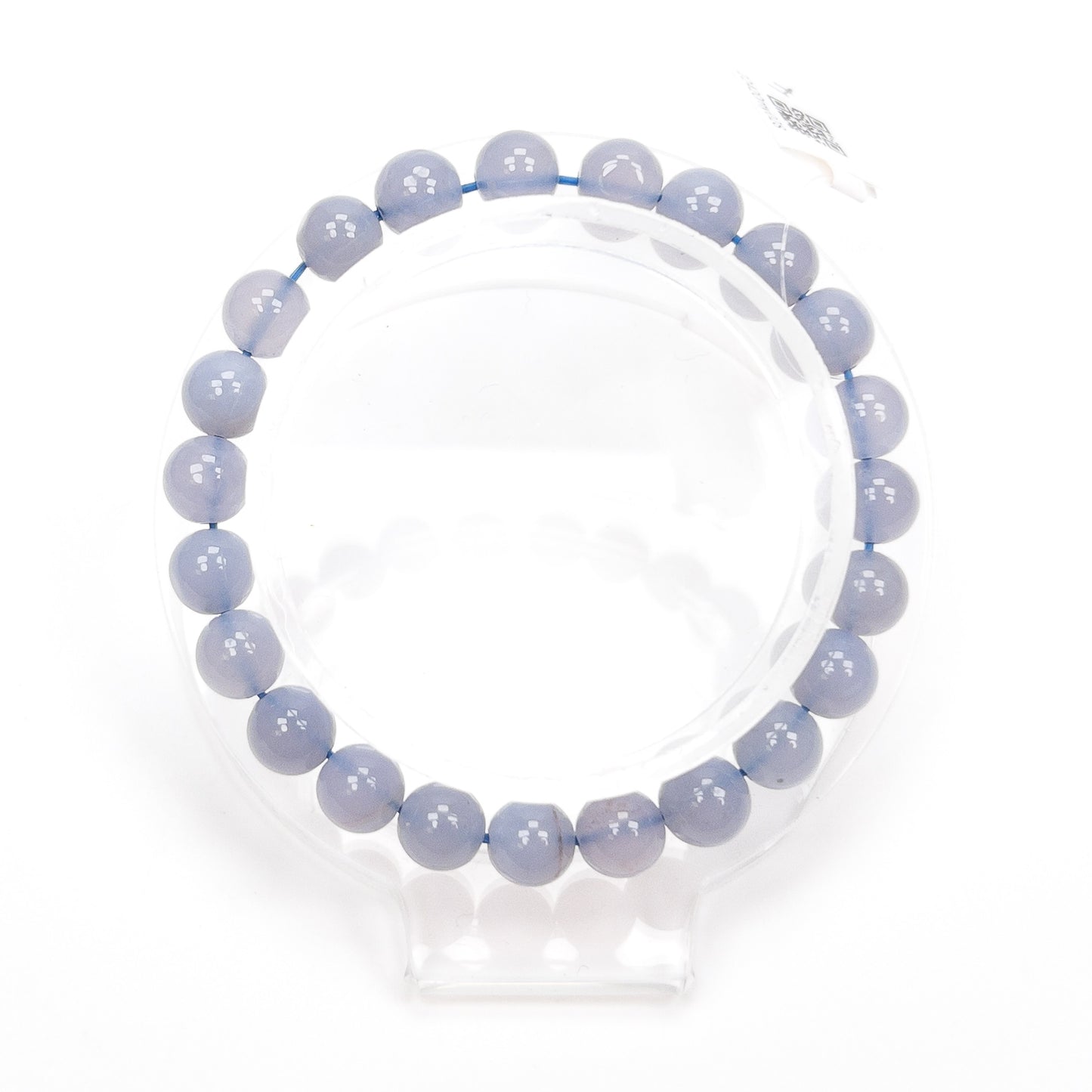 Blue Chalcedony 8mm Smooth Round Bead Stretchy Cord Bracelet - 1 pc.