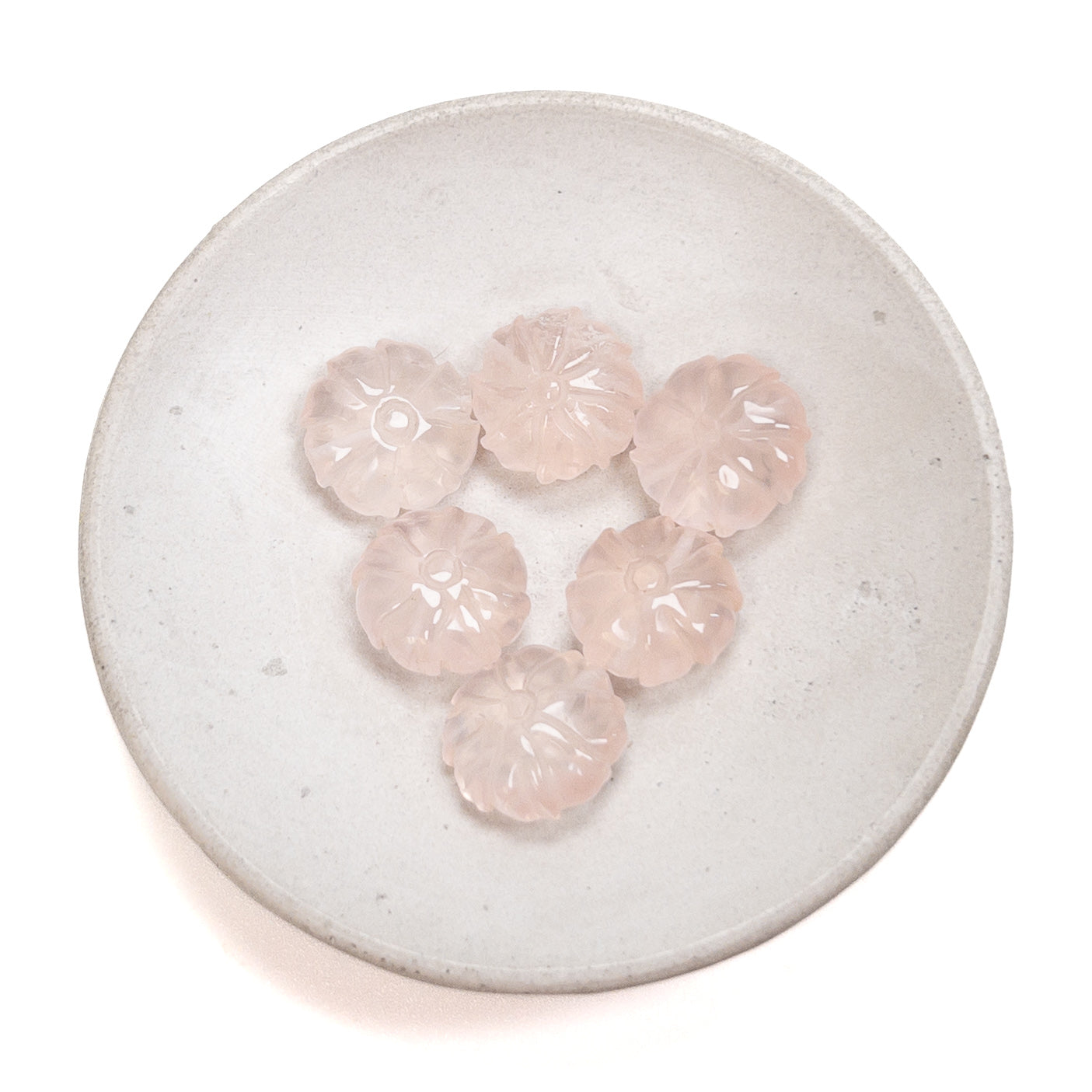 Mixed Quartz Carved Floral Coin Bead (6 Stones Available, Size Varies) - 1 pc.