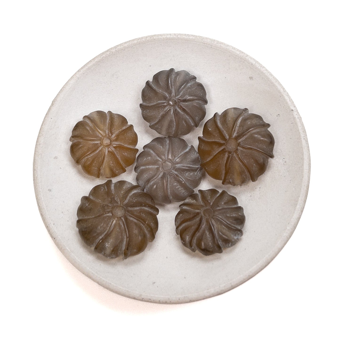 Mixed Quartz Matte Carved Floral Coin Bead (8 Stones Available, Size Varies) - 1 pc.
