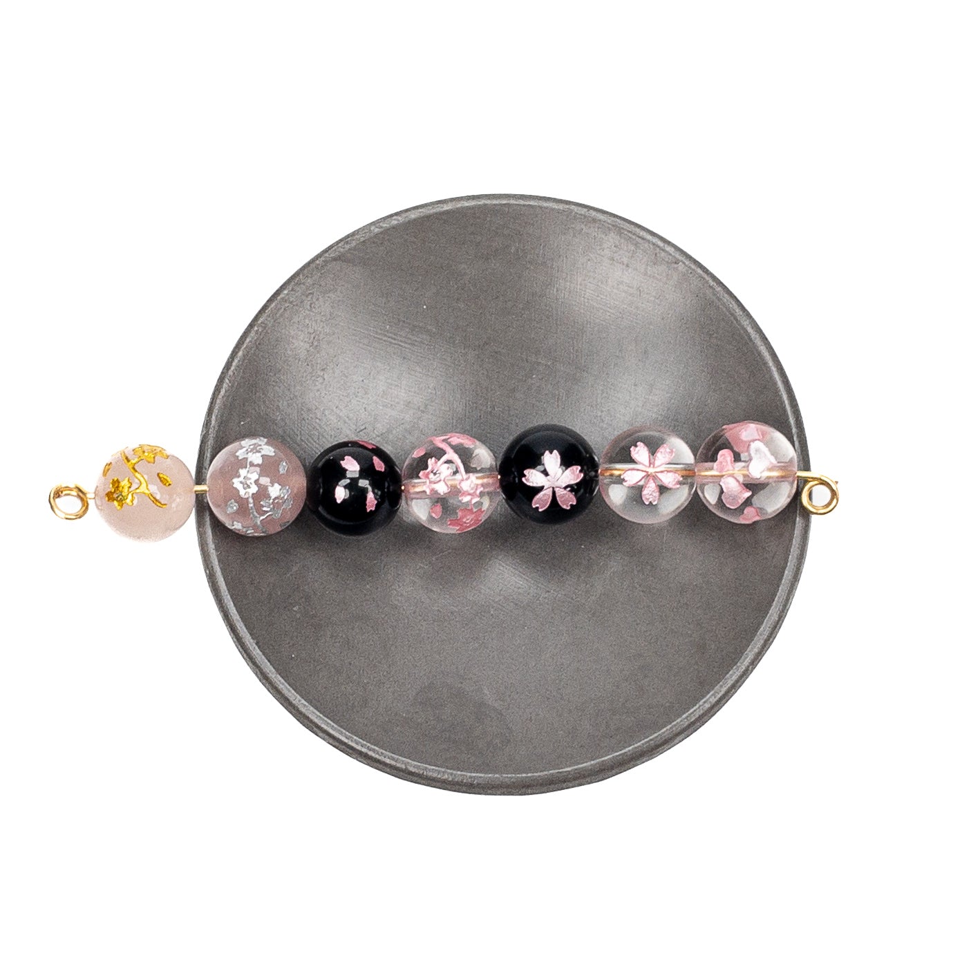 Mixed Gemstone Sakura Blossoms & Branches 10mm Round Bead Mix - 6 pcs.