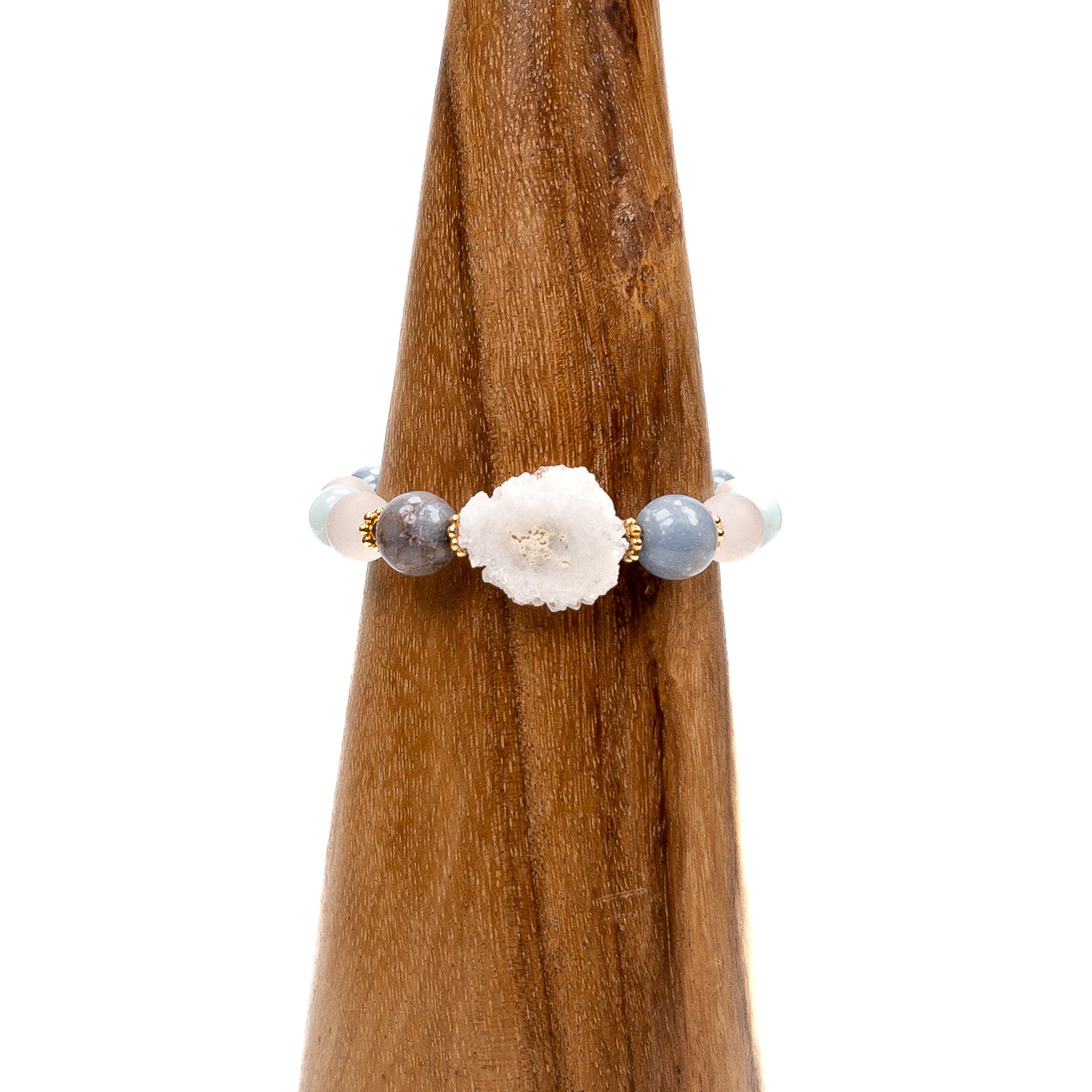 Angelite with Drusy Focal Stretchy Bracelet