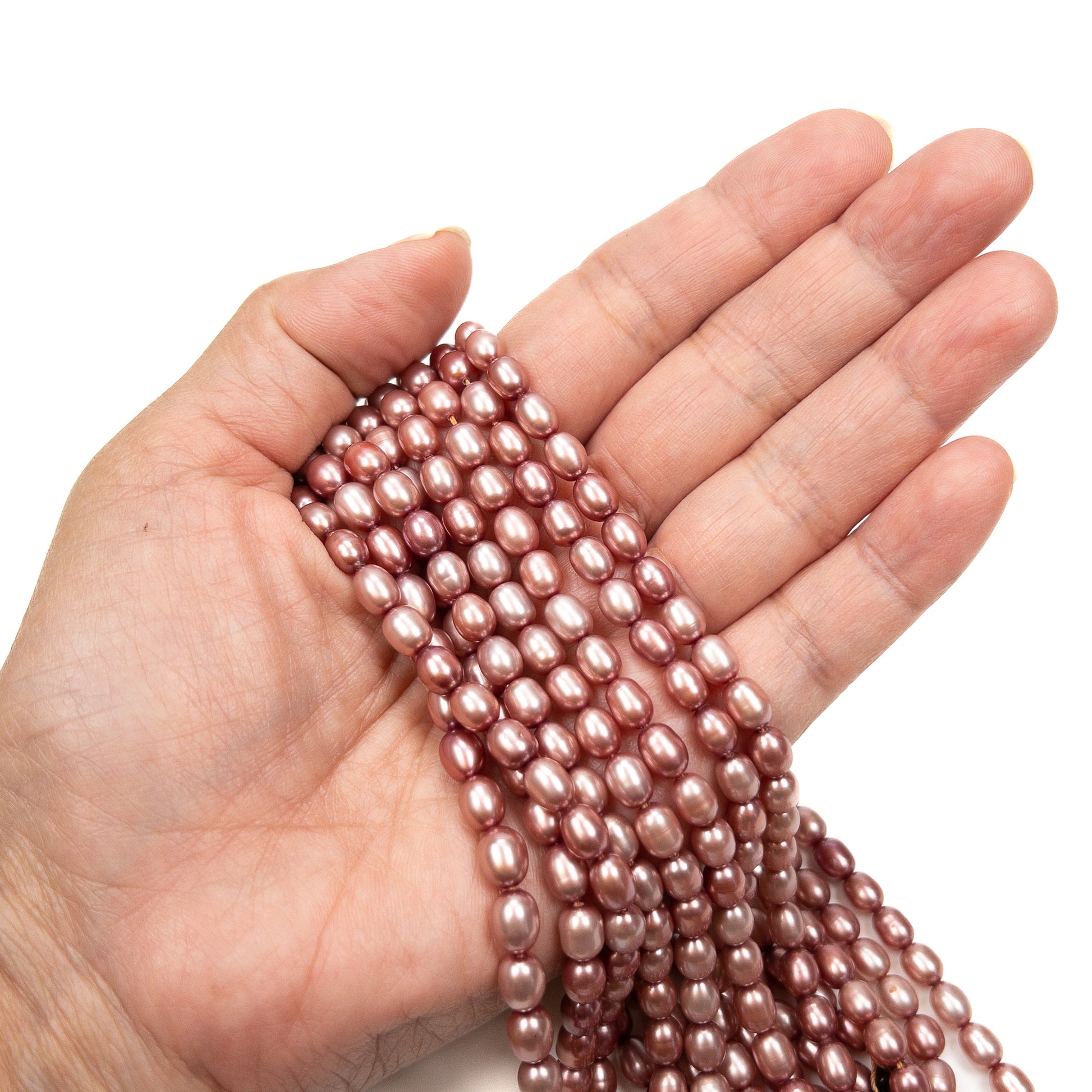 Light Cranberry 7x5.5mm Rice Freshwater Pearl (Available in 2 Quantities)