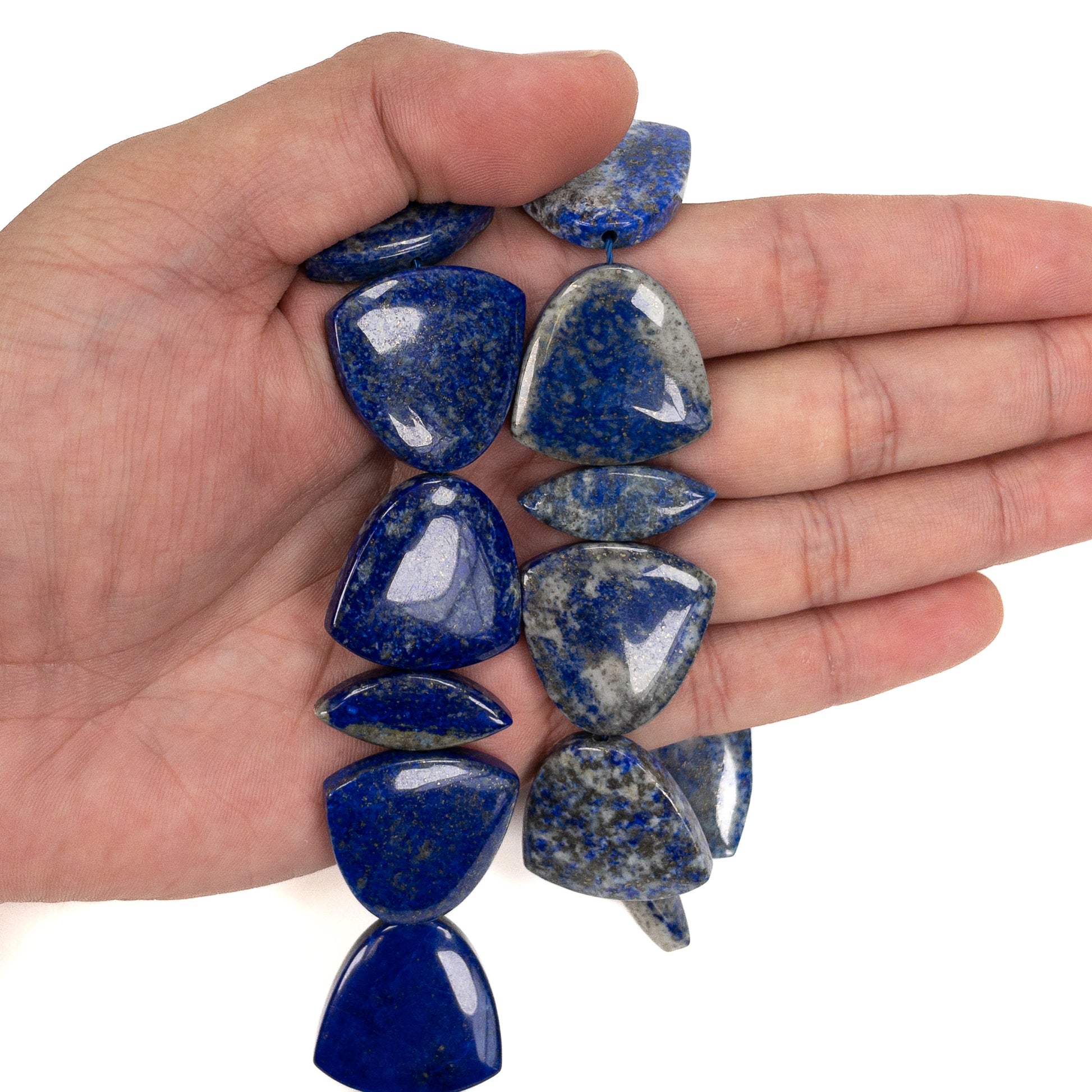 Lapis Flat Curved Triangle Marquis Mixed Shape Smooth Bead - 7.5" Strand