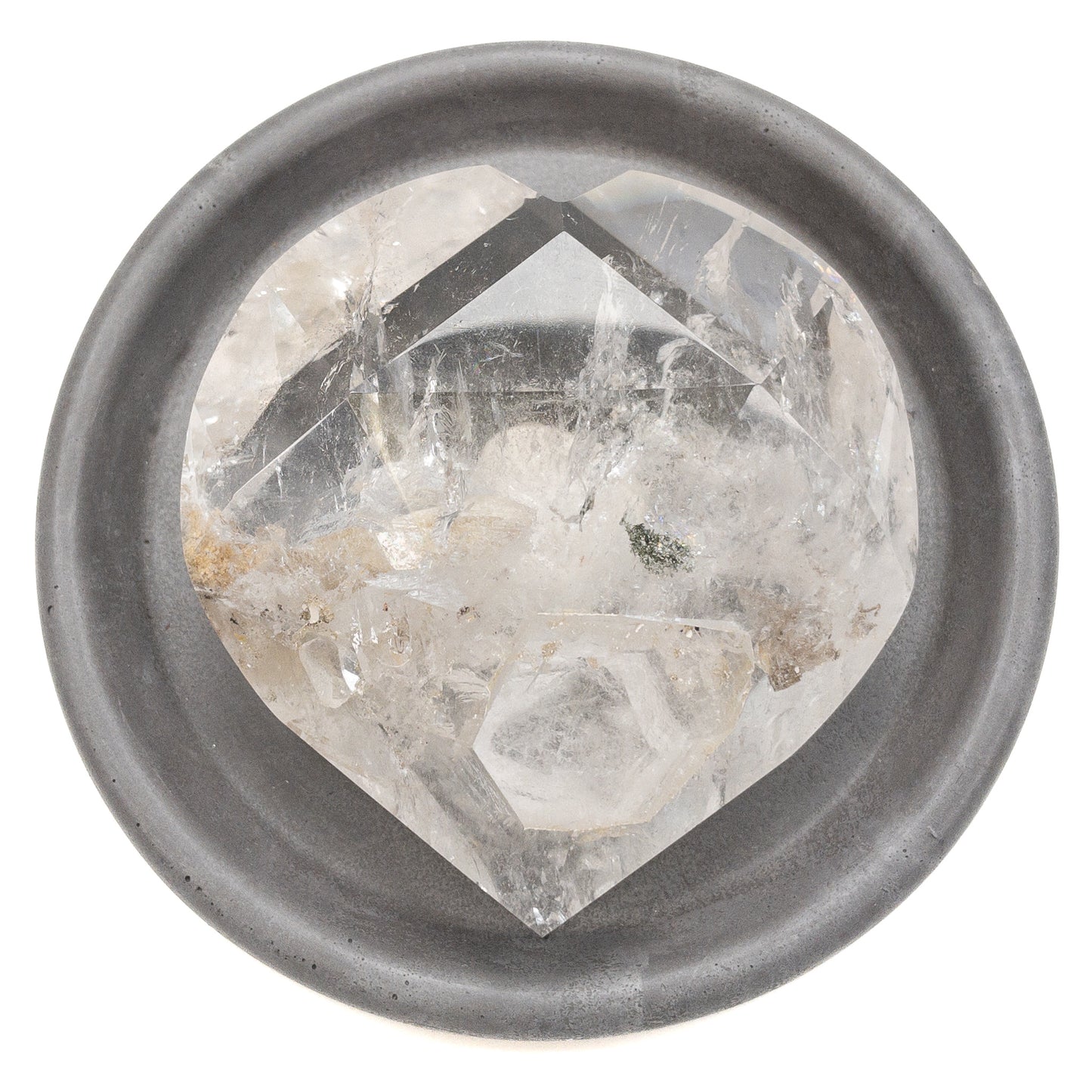 Crystal Quartz Extra Large Faceted Heart Palm Stone Specimen - 1 pc.