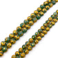 Gemstone with Etched Gold Dragon 12mm Round Bead (7 Options Available) - 7.5" Strand