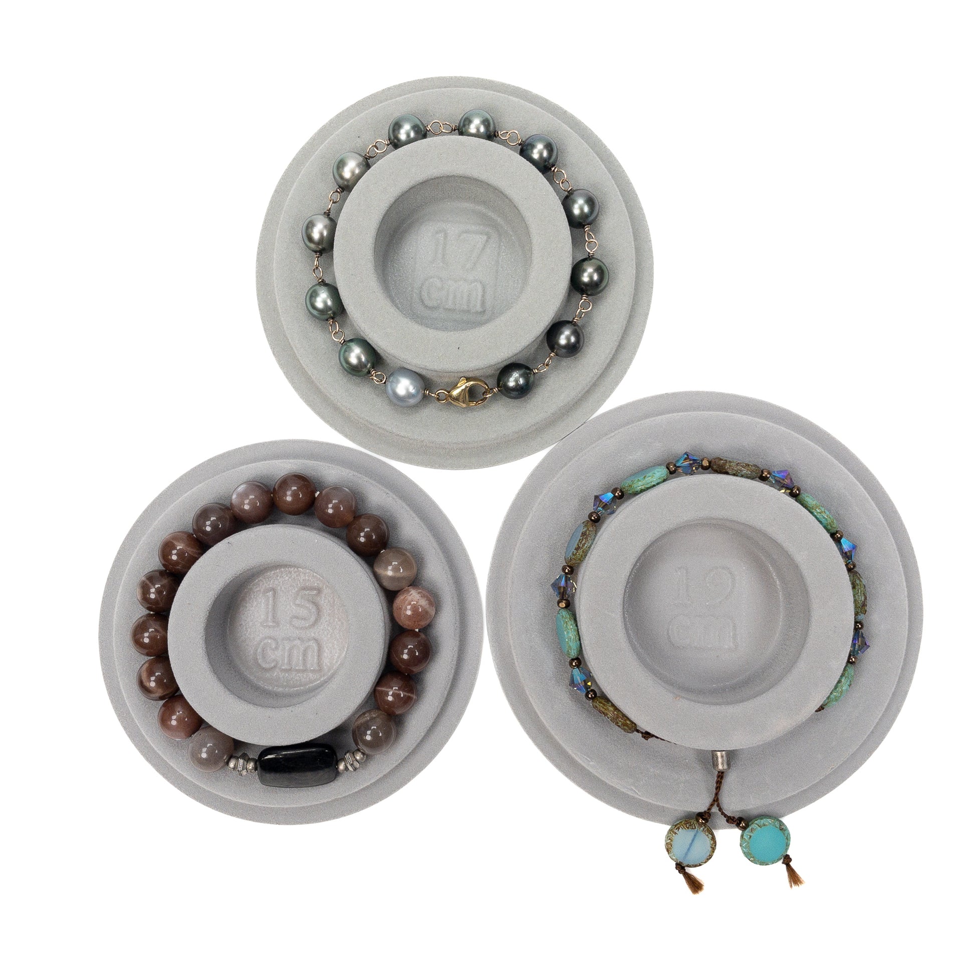 Gray Flocked Circular Bracelet Sizing & Design Disk - 3 piece set