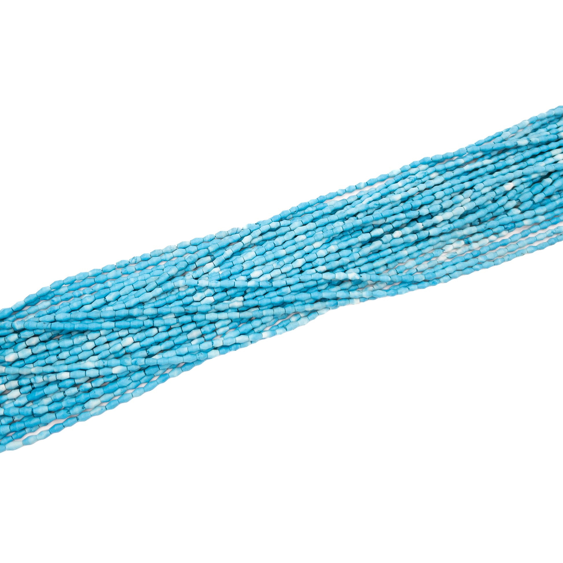 Turquoise Matte 2.5mm Long Bicone Bead - 7.5" Strand