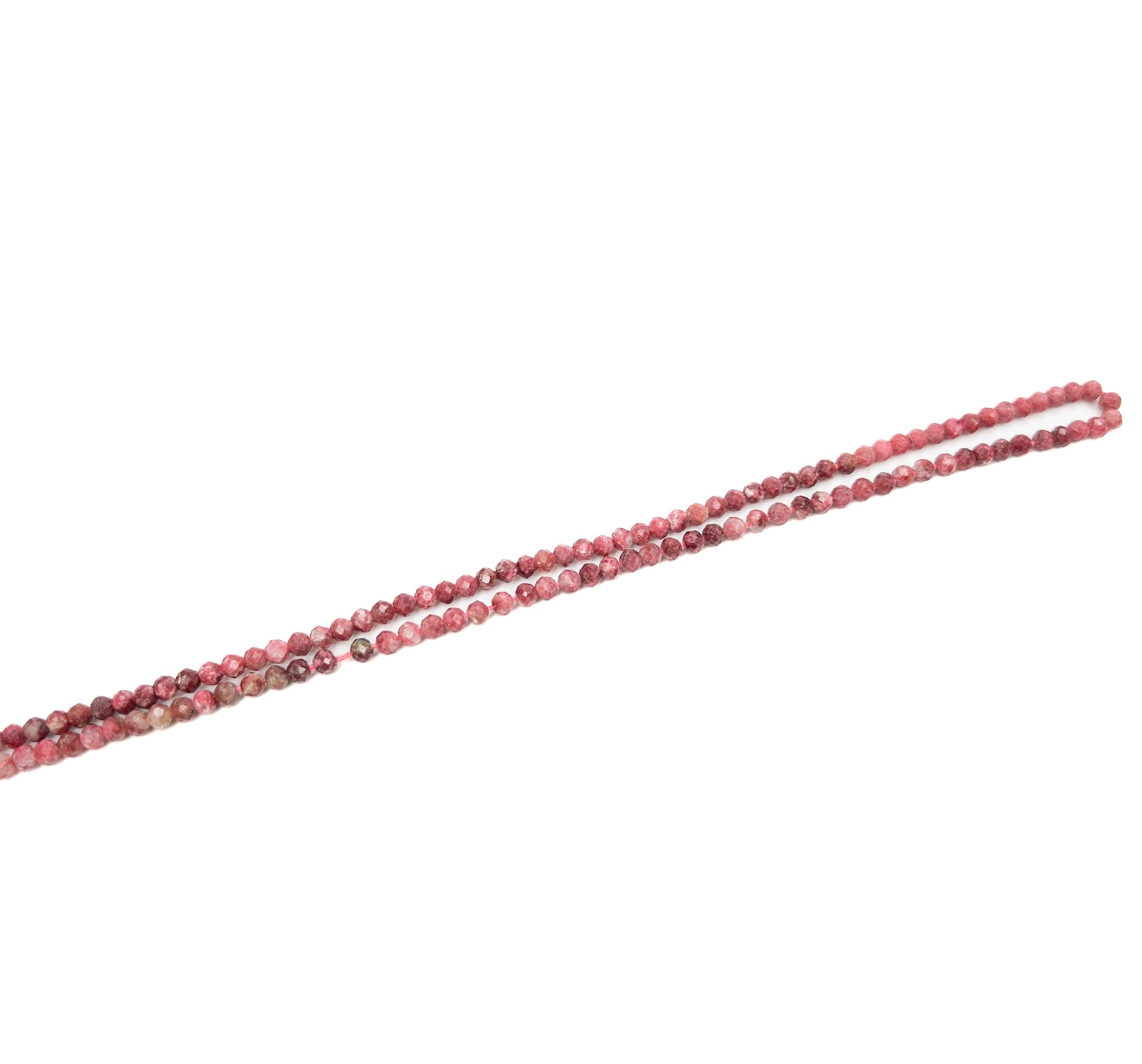 Pink Thulite 3mm Faceted Round Bead - 6" Strand