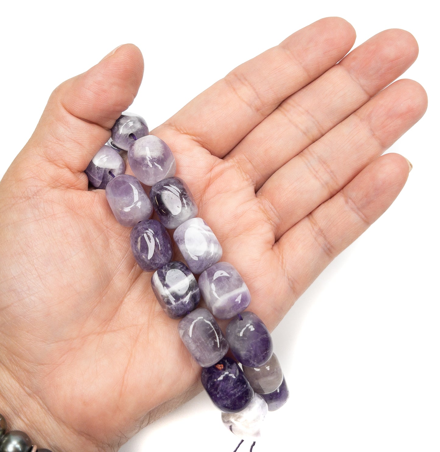 Banded Amethyst Large 15x12mm Tumbled Nugget Bead - 7.75" Strand