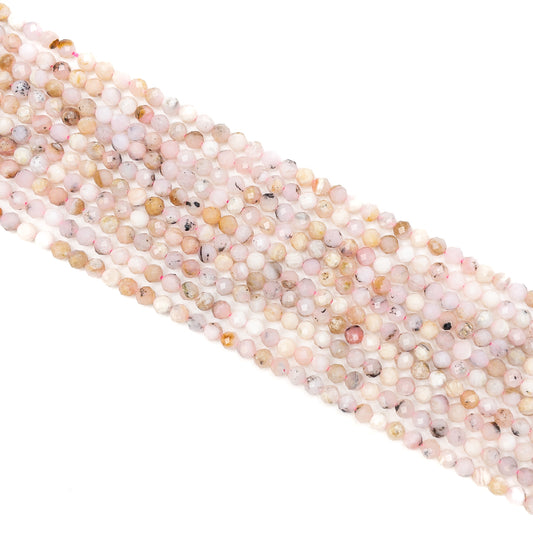 Pink Opal 3.5mm Faceted Round Bead - 7.5" Strand