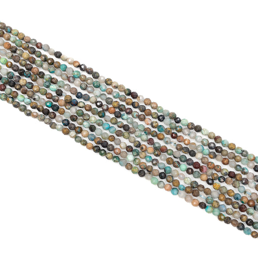 Chrysocolla 3.5mm Faceted Round Bead - 7.5" Strand