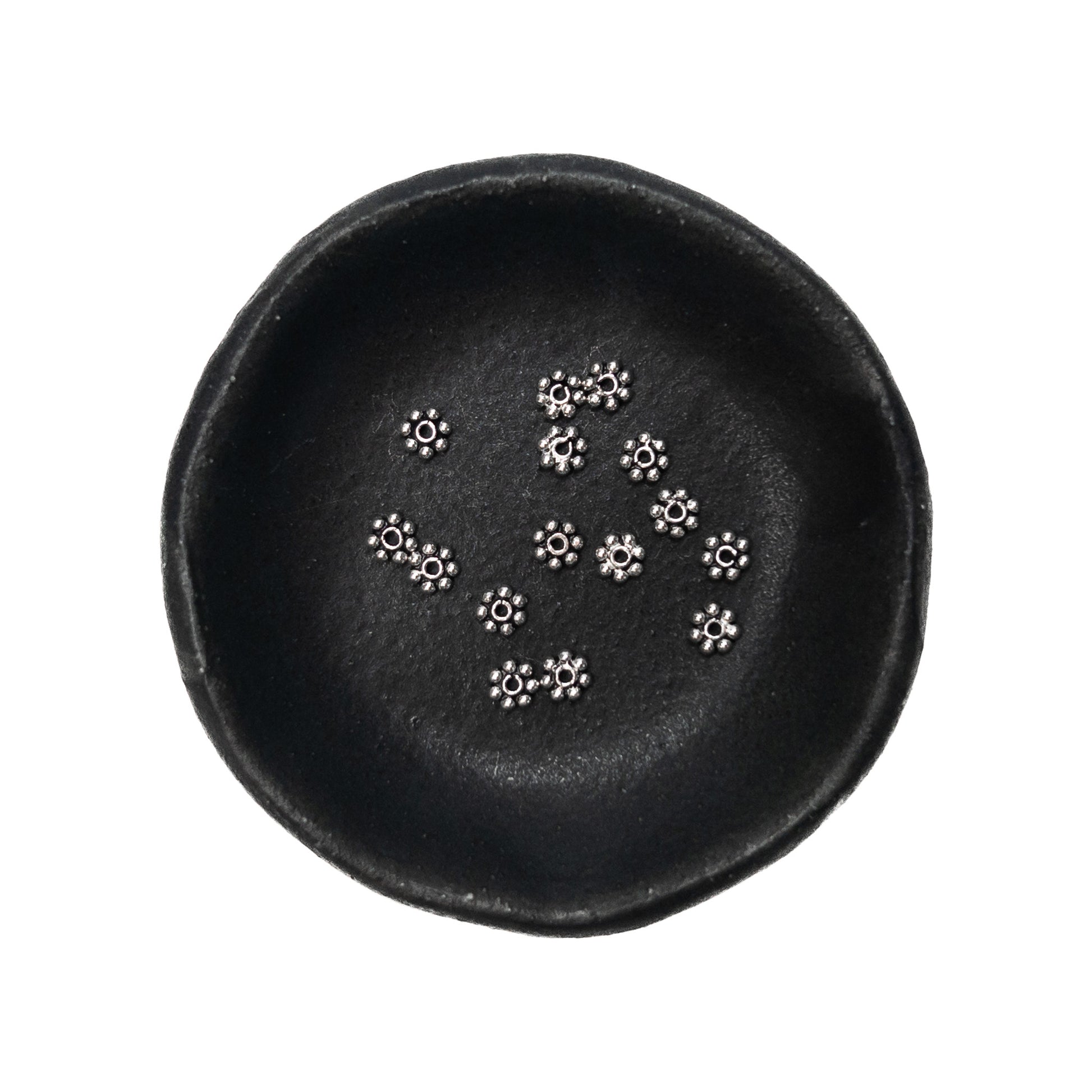 Daisy Spacer 4mm (Oxidized Sterling Silver) - 15 pcs.