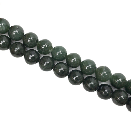 Dark Green Jade 10mm Round Bead - 8" Strand