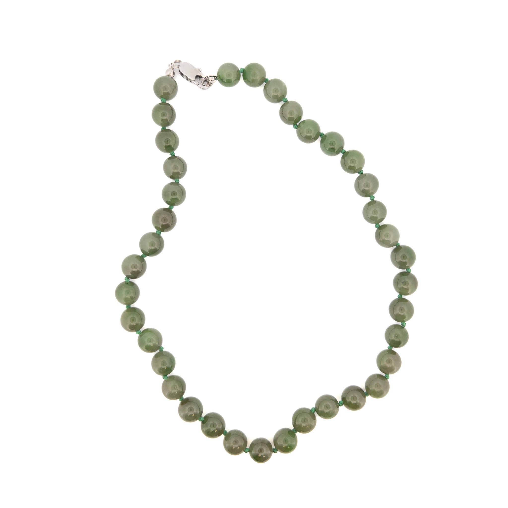 8mm Natural Round Dark Green Jade Gold Bead Necklace | jussaraisabel.com