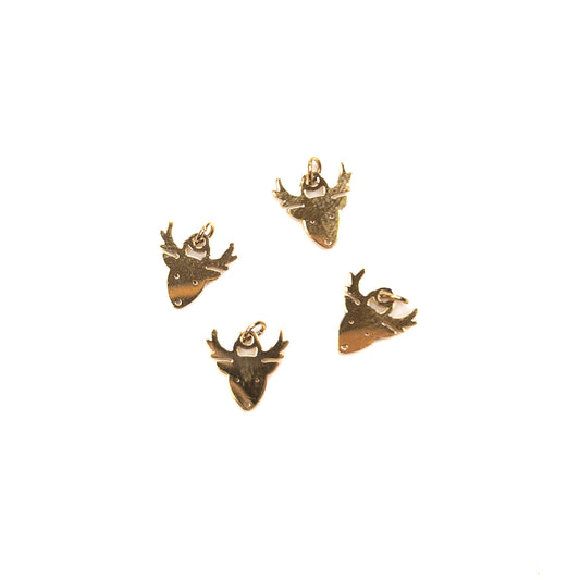 Itty Bitty Reindeer Head Charm (14k Gold Plated) - 1 pc.
