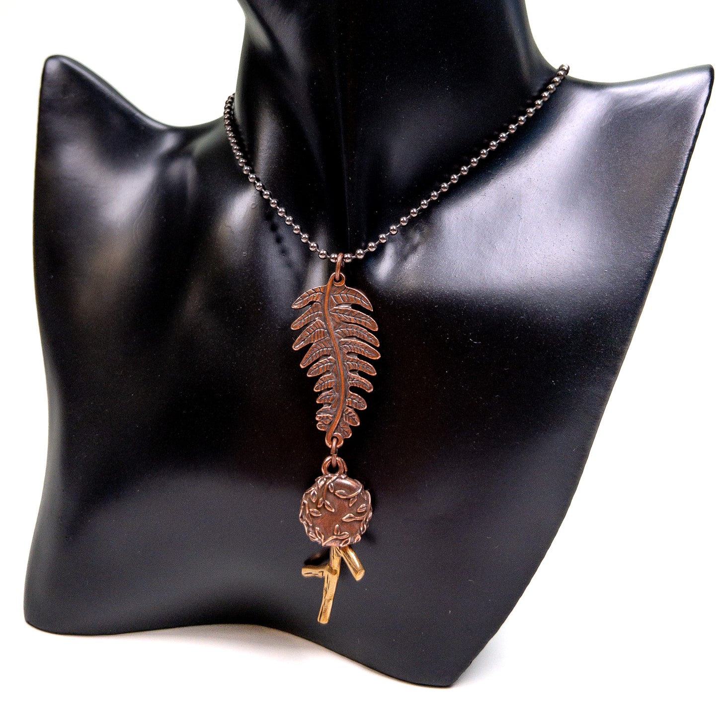 Fern Leaf with Twig Necklace-The Bead Gallery Honolulu