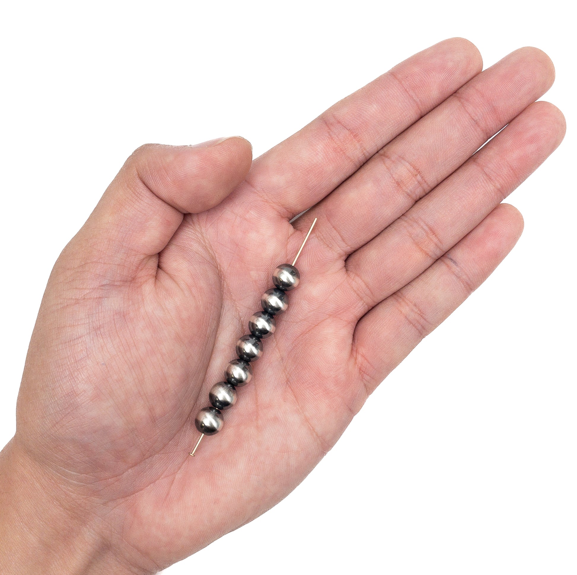 8mm Navajo Smooth Round Bead (Oxidized Sterling Silver) - 1 pc.
