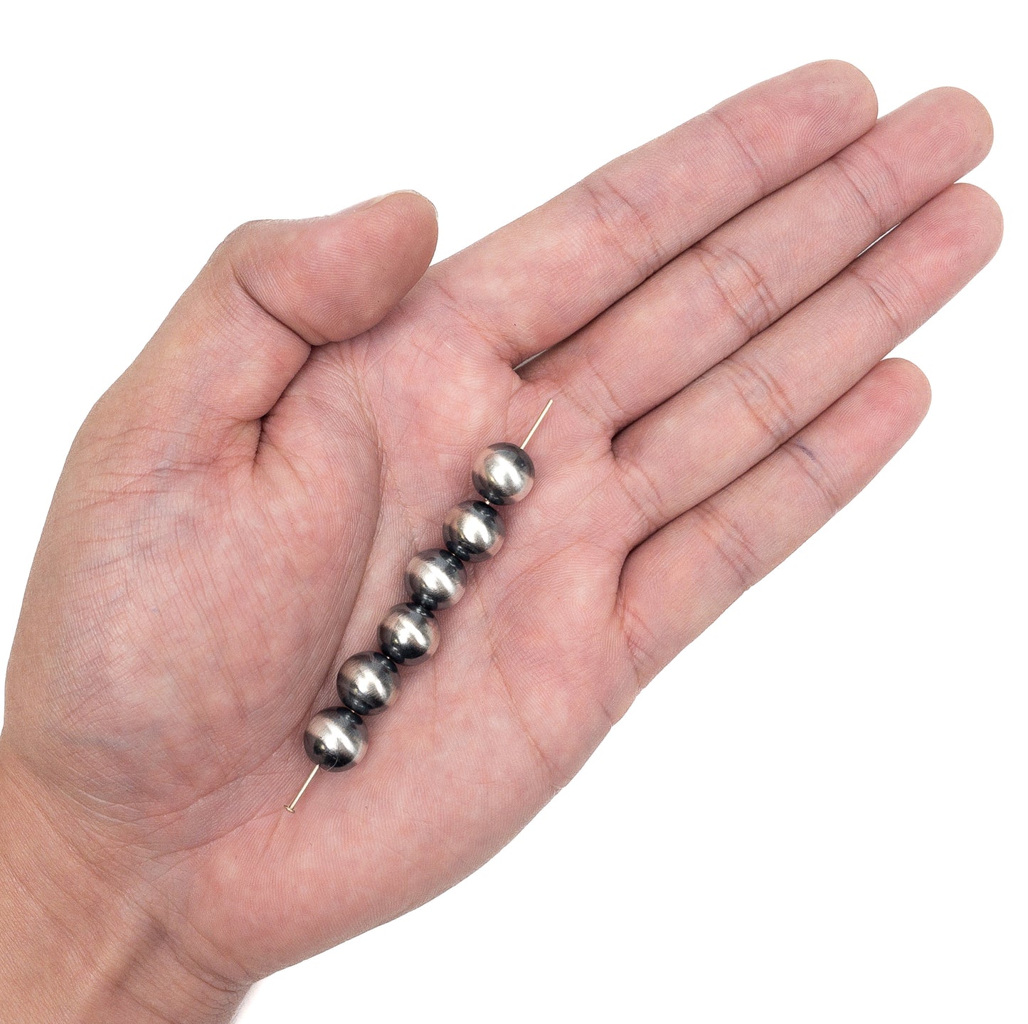 10mm Navajo Smooth Round Bead (Oxidized Sterling Silver) - 1 pc.